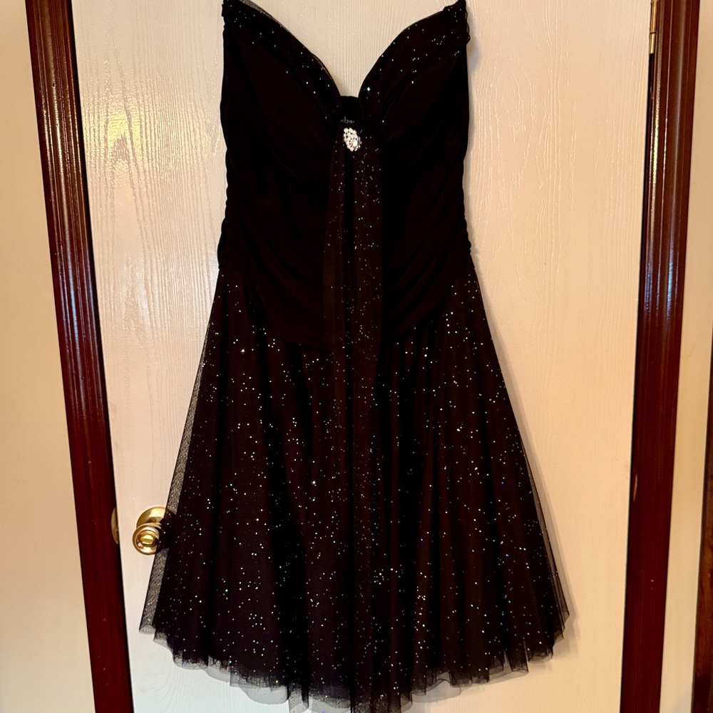 Taboo Black Strapless Dress with Silver Accents, 16